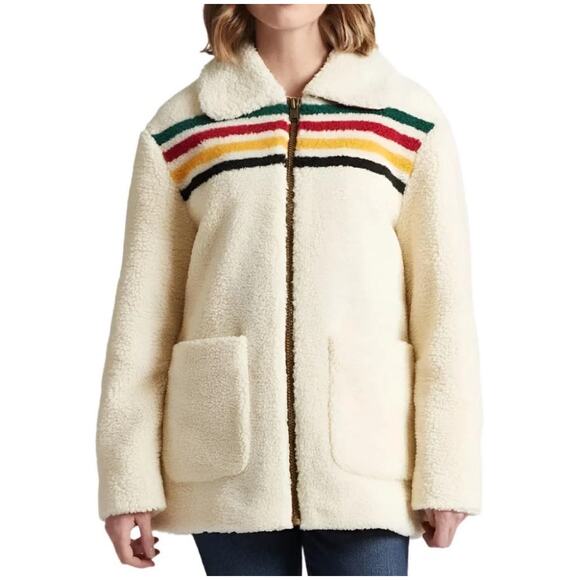 Pendleton Glacier Sunset Meadow Sherpa Womens Jacket Hudson Bay size L - Picture 1 of 11